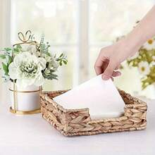 1pc Woven Water Hyacinth Napkin Storage Basket, Square Rattan Woven Tissue Organizer Box, Suitable For Dining Table Countertop, Decorative Handmade Woven Napkin Tray, Suitable For Kitchen, Dining Room, Coffee Table, Home Desktop Tissue Storage Basket, Suitable For Home Party Use - Brown - View 6