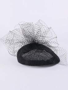 HIMESPORT 优雅米色白色黑色西纳梅头饰帽，带面纱，复古德比礼帽，适合正式教堂、鸡尾酒会、婚礼、新娘茶会等场合，女士适用。 - A - 查看 12