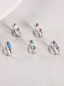 1 Piece Of High-Quality Stainless Steel Nose Ring, Suitable For Multiple Parts Such As Cartilage, Lip, Helix, Earlobe, And Mouth. We Decorate These Nose Rings With Opal And Steel Beads, Making Them Suitable For Both Daily Wear And Special Occasions.