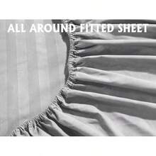 Elegant Comfort, Softest, Coziest 6-Piece Sheet Sets! 1500 Hotel Quality Luxurious Wrinkle Resistant Damask Stripe Bed Sheet Set, Black - Bedding 2025 - 銀色 - 查看 8