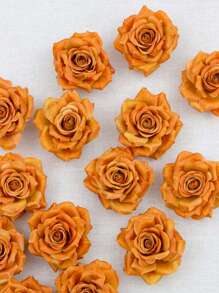 6 Stück künstliche orange Rosen für Hochzeit im Herbst, Party Dekorationen, Tortendekorationen mit Kunstpflanzen, Herbstdekorationen für Raum, Schreibtisch, Garten, Raumdekoration, Geburtstags- und Abschlussgeschenke, Herbstdekoration, Herbst