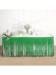 1pc Rain Curtain Tassel Table Skirt, Disposable Table Cloth Party Supplies Decorations, Suitable For Birthday Party, Wedding, Holiday Dining Table Decor