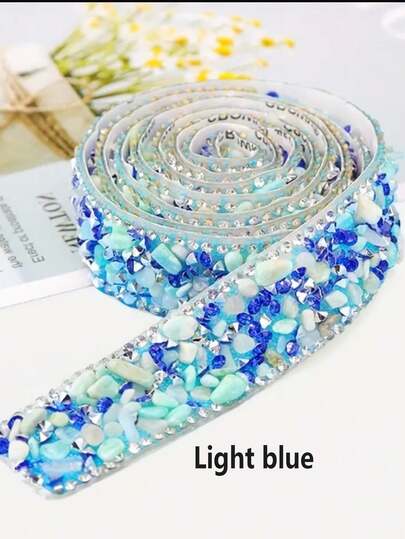 1 Yard Multi-Color Self-Adhesive Colorful Beads, Rhinestone & Crystal Decorative Ribbon Strips, Suitable For DIY Fashion, Shoes, Clothing, Car Decoration, Holidays, Gifts, Rhinestone Decor Valentine's Day Gifts, Self-Adhesive Applicable To Various Clothes, Bags, Gifts