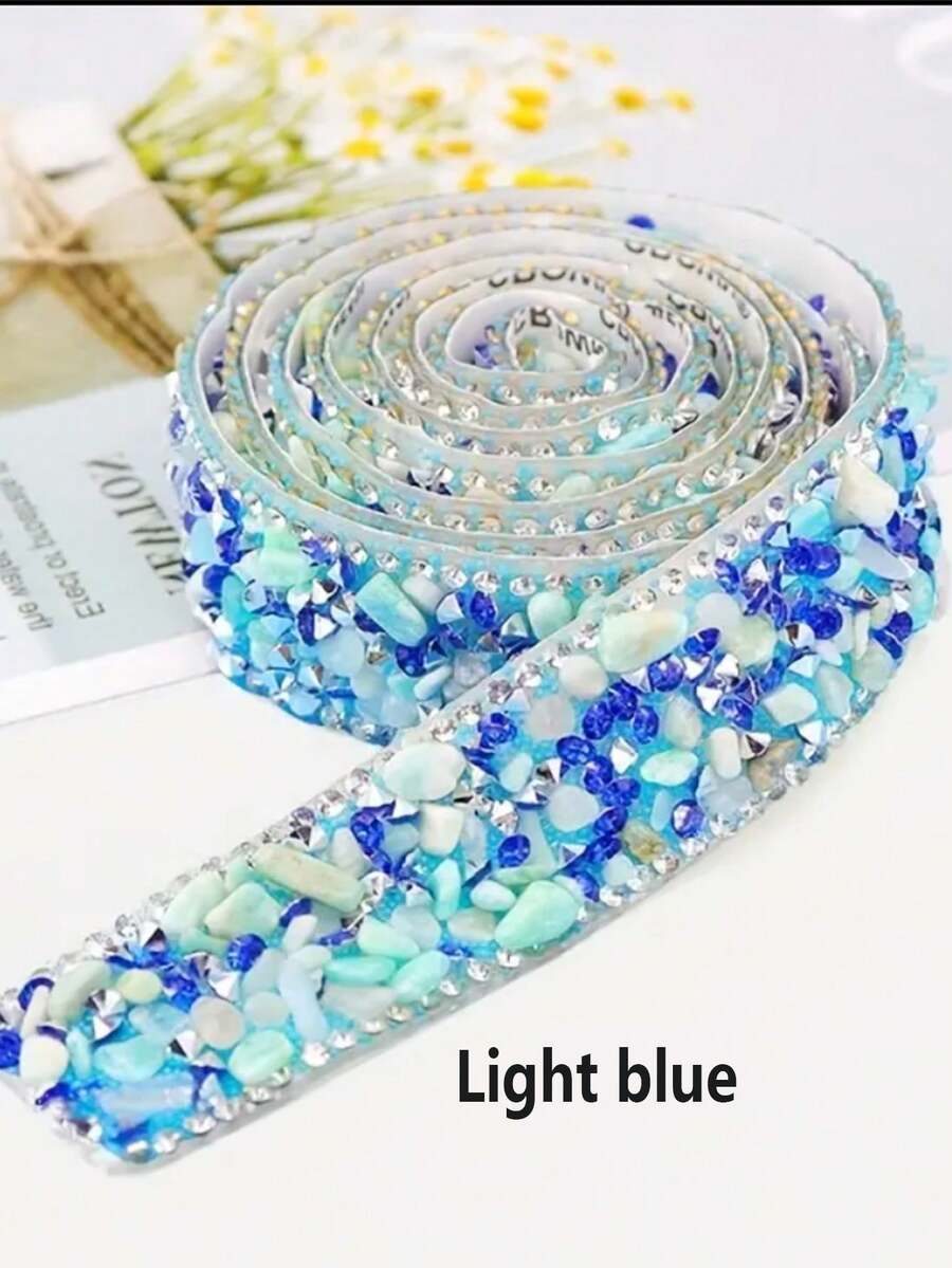 Dải ruy băng trang trí tự dính nhiều màu sắc, đính hạt, đá và pha lê, dài 1 thước Anh, thích hợp cho việc tự làm đồ thời trang, giày dép, quần áo, trang trí xe hơi, các dịp lễ, quà tặng, quà tặng ngày Valentine, tự dính, có thể dán lên nhiều loại quần áo, túi xách, quà tặng. - Nhiều màu - Xem 1