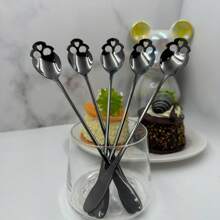 3/5pcs Skull Shaped Iced Tea Spoon Sets, Gothic Design Mixing Spoons, High Quality Stainless Steel Long Handle Spoons Suitable For Milkshakes/Smoothies/Iced Coffee, Ideal Gifts For Day Of The Dead/Christmas/Thanksgiving, Kitchen & Cafe Back To School