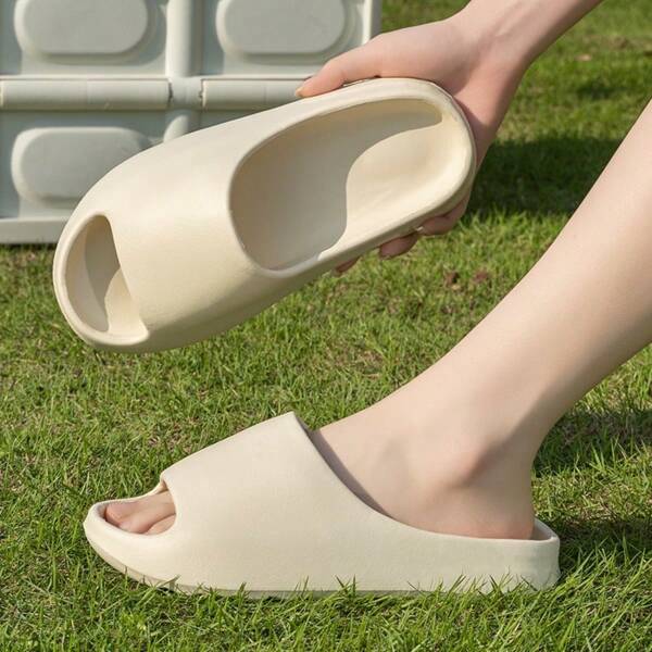 Dicksohlige retro Maulschlüssel-Pantoffeln für Frauen, minimalistische Sommerhausschuhe mit Wellensohle für den Innenbereich, unisex