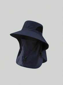 1 Piece Unisex Solid Color Sun Protection Neck Cover Outdoor Wide Brim Bucket Hat For Hiking, Fishing, Vacation, Suitable For Daily Outdoor Activities