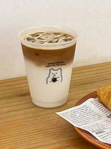 1/2pcs 700ml Or 470ml PP Coffee Cup, Portable Cartoon Straw Cup, Ice Caffe Americano Cup, Couple Water Bottle Back To School