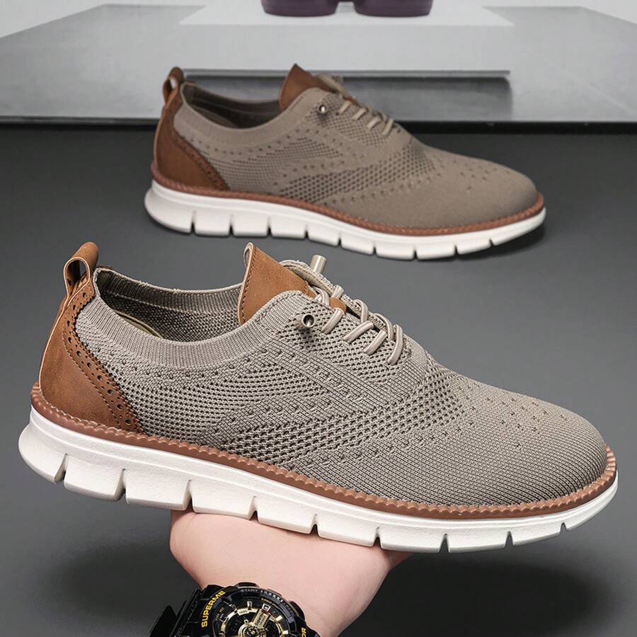 Plus Size Men's Shoes Breathable Mesh Breathable Casual Shoes Sports Men's Sports Casual Shoes - 卡 其 - 查看 1