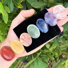 1pc Duim Zorgen Steen Voor Angst Chakra Stenen Chakra's Kristallen Roze Kristal Amethist Tijgeroog Groene Aventurijn Kwarts Obsidiaan Angst Steen Voor Stress Meditatie
