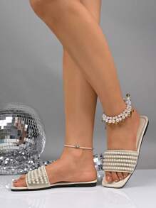 Sandalias de moda para mujer con lentejuelas, minimalistas y prácticas, multifuncionales