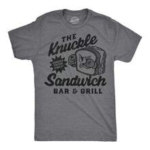 Mens Funny T Shirts The Knuckle Sandwich Bar And Grill Sarcastic Graphic Novelty Tee For Men Mens Funny T Shirts Cool Vintage Fashion T-Shirt Gift Classic Menswear - 深希瑟灰色 - 查看 1