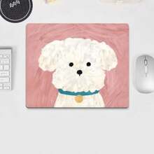 1pc Minimalist Puppy Pattern Mini Mouse Pad, Cute Cartoon Oil Painting Style, Small Size Convenient Office Mousepad For Lady