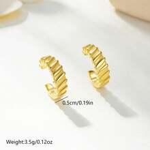 1 对时尚简约镂空几何夹式耳环，镀金男女通用日常佩戴配饰