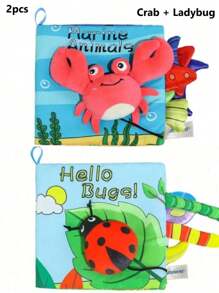 Soft Baby Books High Contrast Baby Toy, Touch And Feel Crinkle Cloth Book Infant Toy With Fabrics, Christmas Stocking Stuffers Gift For Newborn Boys And Girls 0-6-12 Months
