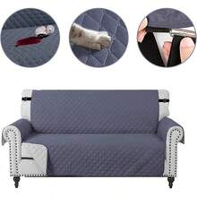 Cubre Sillones, Funda para Sillones Ajustables de Tela Supersuave y Elástica, Repelente al Agua, Resistente a los arañazos de Mascotas, Adecuado para un sofá de 1.2 Metros - Gris Azulado - Ver 10