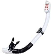Tubo de snorkel seco, fácil respiración, protector contra salpicaduras de buceo, válvula superior, equipo de natación subacuática para adultos, hombres, mujeres y jóvenes - Blanco y Negro - Ver 1