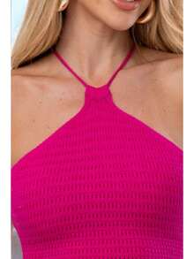 Women's Cropped Top In Modal Knit With Scale Texture