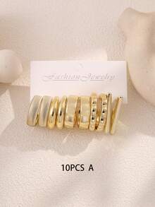 10-30pcs Fashion Textured Twist Hoop Geometric Earrings, Suitable As Holiday Gift For Friends And Family - Multicolor - View 3