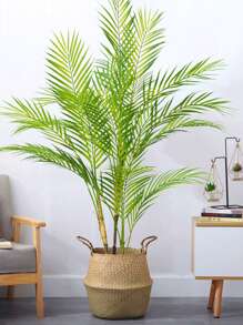 80-90cm Large Artificial Palm Tree Fake Tropical Palm Plants Plastic Monstera Leaves Green Cycas Tree Branch For Home Garden Office Party Kitchen Decor Without Pot 1pc