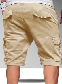 1 pièce Short décontracté de couleur unie avec cordon de serrage à la taille, pour l'extérieur, pour homme, été