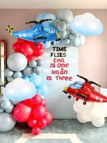 4 Stücke/Set Hubschrauber Luftballons, enthält rote & blaue Polizei Hubschrauber Luftballons, verlaufende weiße Wolken Folie Ballons, geeignet für Geburtstags-Partys, Abenteuer-Themen Partys, Fluggeburtstags-Partydekoration, 2. Geburtstags-Dekoration für Jungen und Mädchen, rote Mylar Flugzeug Wetter Ballons, Baby-Partys