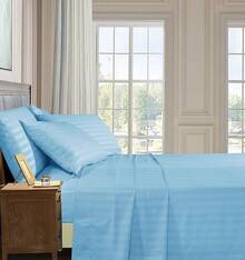 Elegant Comfort, Softest, Coziest 6-Piece Sheet Sets! 1500 Hotel Quality Luxurious Wrinkle Resistant Damask Stripe Bed Sheet Set, Black - Bedding 2025 - Aqua Blue - 查看 6