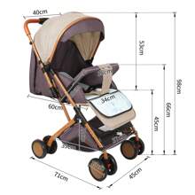 Multifunctional 4-Wheeled Stroller Stroller Outdoor Foldable 0-6 Years Old Can Sit Can Lie Can Push And Pull (With Cotton Cushion, Mosquito Net, Awning)
