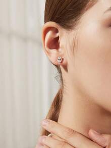 rainonme 1 Pair 1ct Elegant Moissanite Aesthetic Simple Earring Hypoallergenic 925 Sterling Silver Jewelry For Women Daily Wear Birthday, Valentines, Engagement Wedding Anniversary Birthday Christmas Gifts Special Occasions Spring Bank Holiday Mother's Day Gift - Gold - View 2