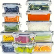 48 pièces/set Boîte de rangement pour aliments, boîtes à lunch, boîte de conservation des aliments avec couvercle facile à fermer (24 couvercles + 24 contenants) - Récipient en plastique hermétique pour utilisation dans les garde-manger, les voyages, les pique-niques, l'organisation de la cuisine, comprend des étiquettes et des marqueurs