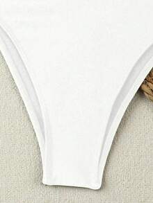 新款春夏性感优雅白色纯色沙滩度假派对约会连体泳衣（女款） - 白色 - 查看 6