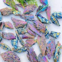 1 pieza Aura Piedra mineral de turmalina natural en bruto con clúster de plumas de colores arcoíris