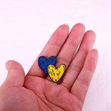 Blue And Yellow Heart Brooch Peripheral Accessories Badge - Multicolor - View 5
