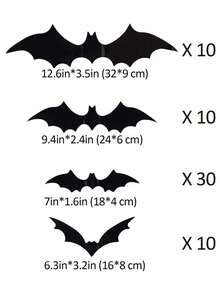 3D Black Bat Stickers, Suitable For Halloween Decorations - Reusable Self-Adhesive Plastic Bat Decals, Applicable For Horror Party Scene, Modern Cartoon Style, Animal Theme, Easy To Install, Halloween Decorations