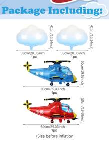 4 Stücke/Set Hubschrauber Luftballons, enthält rote & blaue Polizei Hubschrauber Luftballons, verlaufende weiße Wolken Folie Ballons, geeignet für Geburtstags-Partys, Abenteuer-Themen Partys, Fluggeburtstags-Partydekoration, 2. Geburtstags-Dekoration für Jungen und Mädchen, rote Mylar Flugzeug Wetter Ballons, Baby-Partys