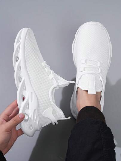2025 New Men's Fashion Sneakers, Breathable Mesh Fabric, Letter Design, Chunky Sole, Color Block, Round Toe, Casual Vacation Style, Couple Matching, Summer Colorblock Versatile Walking Sports Shoes, Run Small By 1 Size