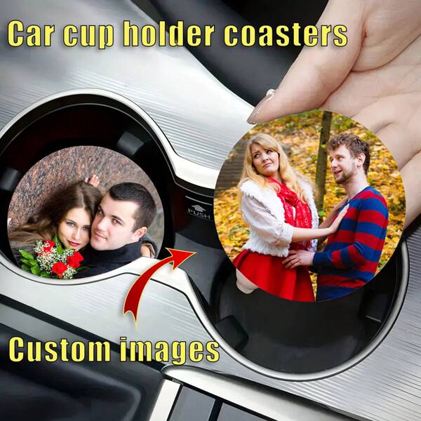 Porta-copos personalizados para carro - antiderrapantes, adequados para porta-copos de carro, decoração para casa e cozinha, ideais para presente romântico de Dia dos Namorados, acessórios divertidos para carro