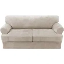 Sofa Cover 3 Piece T Cushion Loveseat Slipcovers Thick Velvet Couch Cover Stretch T Cushion Sofa Covers For 2 Cushion Couch With 2 Individual T Cushion Covers Washable, Stone Blue - 麥片 - 查看 9
