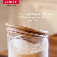 Recipiente de vidrio con tapa de bambú (20cm) - 3 unidades - 3 contenedores de 20 cm - Ver 4