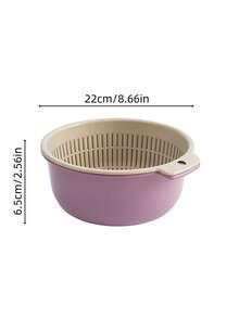 1件套双层塑料洗菜篮家用加厚沥水篮客厅茶几沥水篮滤水器洗米盆洗菜盆果蔬厨房用 - 彩色 - 查看 7