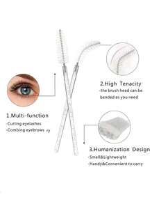 200 PIÈCES 100 PIÈCES 50 PIÈCES Baguettes de mascara jetables, brosses Spoolies en cristal pour extensions de cils, brosses pour les cils et les sourcils Spoolies, applicateur de baguette pour cils, kits de maquillage (blanc)