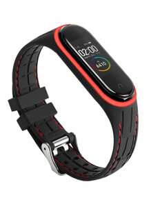 1pc Men Women Bamboo Joints Strap Compatible With Xiaomi Mi Band 7 6 5 4 3 , Honeycomb Texture Compatible With Mi Band 8 Bracelet Sport Belt Silicone Watchband Replacement Smartwatch Bracelet Compatible With Xiaomi Mi Band 3 4 5 6 7 8 Strap Red