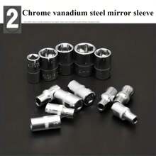 Set di 46 pezzi di chiavi a bussola in acciaio al vanadio cromato, con attacco da 1/4" e cricchetto e prolunghe, dimensioni metriche, nessun montaggio richiesto, set di utensili manuali per riparazione di auto, biciclette e motocicli