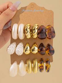 2-18 pièces Set de boucles d'oreilles et clous d'oreilles multicolores, convient pour un port quotidien toute l'année