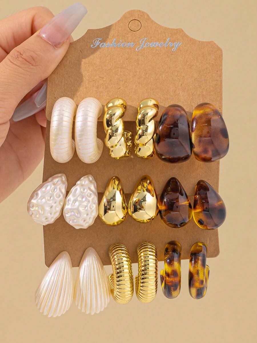 2-18 pièces Set de boucles d'oreilles et clous d'oreilles multicolores, convient pour un port quotidien toute l'année