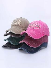 1pc Unisex Vintage Multicolor Letter "NEW ORLEANS" Embroidered Distressed Washed Soft Brim Baseball Cap, Suitable For Streetwear, Sports, Outdoor, Daily Wear