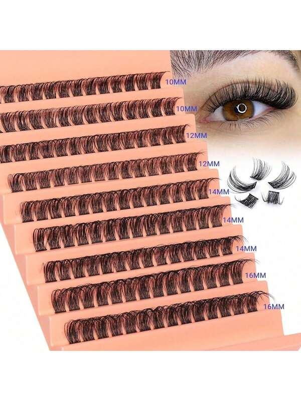 120 Clusters D Curl Natural Thick Curly Hot-Melt Individual Lash Extensions 8-16mm 0.07mm C/D Super Light Pack 10 Rows Waterproof Faux Mink Fur Single Cluster 3D Fit For Eyes Long-Lasting DIY Handmade Eyelash Extensions Suitable For Light, Heavy Makeup And Daily Occasions, Portable For Daily Use Or Going Out