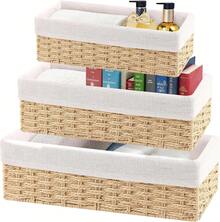 Cesta decorativa de baño, Cesta de almacenamiento de toallas de papel, Cesta portarrollos de papel higiénico con asa, Organizador de decoración del hogar, Cesta pequeña, Adecuada para almacenamiento de baño, Cesta de almacenamiento, Cesta de almacenamiento - 1 - Ver 2