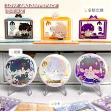 3Pcs Love And Deepspace Doll Machine Series 1*Badge, 1*Acrylic Stand , 1*Character Card For Xavier Zayne Rafayel Sylus Caleb, Original Design, Desktop Ornaments, Badge Decorations, Game Peripheral Collectionsschool Supplies,Back To School