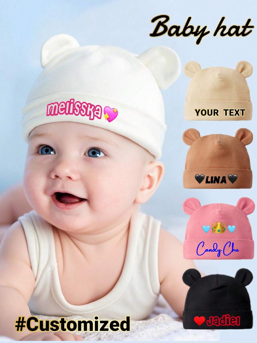 1 pieza Gorro de bebé suave y cómodo personalizado, adecuado para uso diario de recién nacidos niños y niñas de 0 a 3 meses - muchos - Ver 1